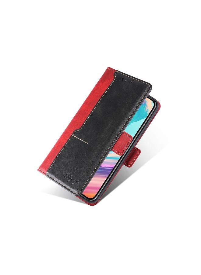 S-TOP Case For Samsung Galaxy A13 5G Retro Texture Contrast Color Side Buckle Horizontal Flip Leather Case with Holder & Card Slots & Wallet - Image 4