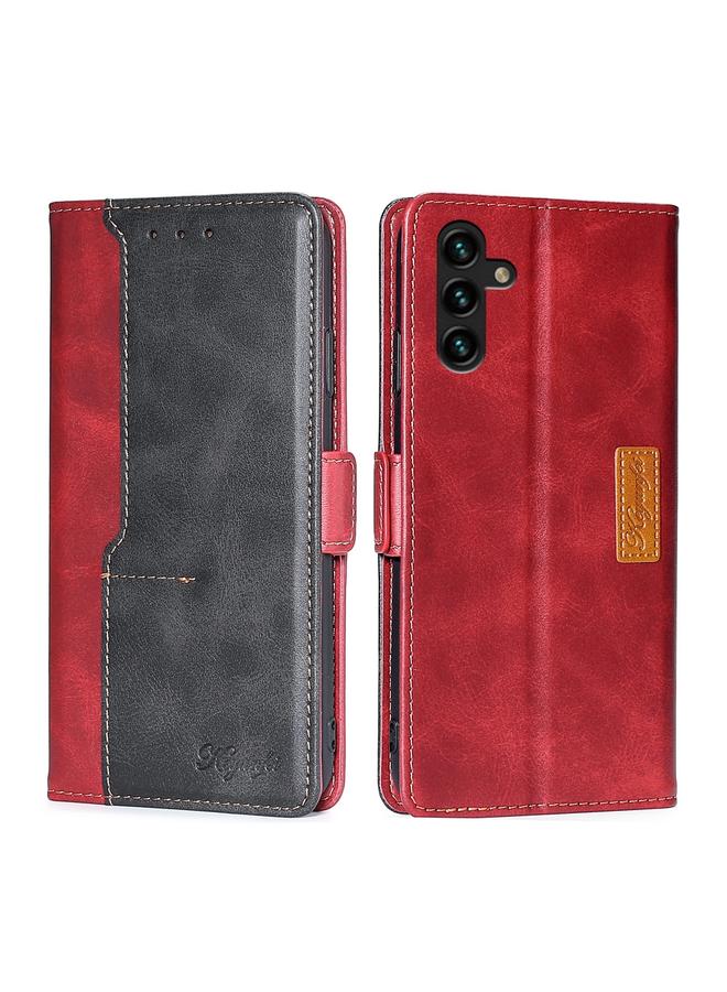 S-TOP Case For Samsung Galaxy A13 5G Retro Texture Contrast Color Side Buckle Horizontal Flip Leather Case with Holder & Card Slots & Wallet - Image 2