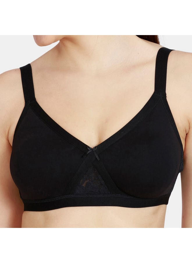 zivame Zivame Lace Detail Support Bra with Hook and Eye Closure  - Image 4