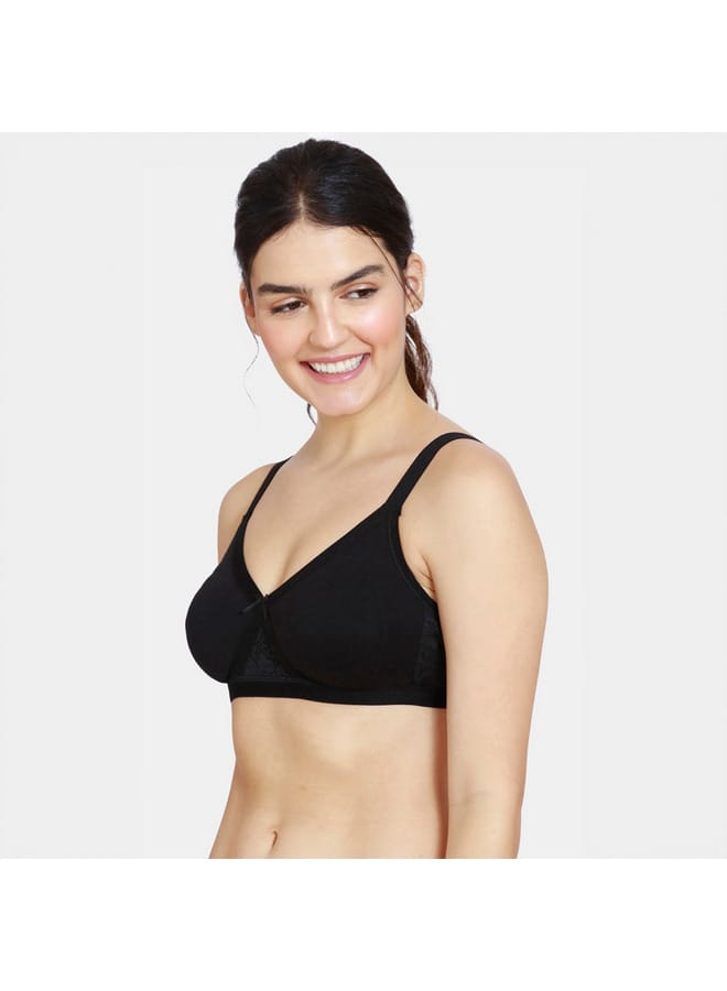 zivame Zivame Lace Detail Support Bra with Hook and Eye Closure  - Image 3