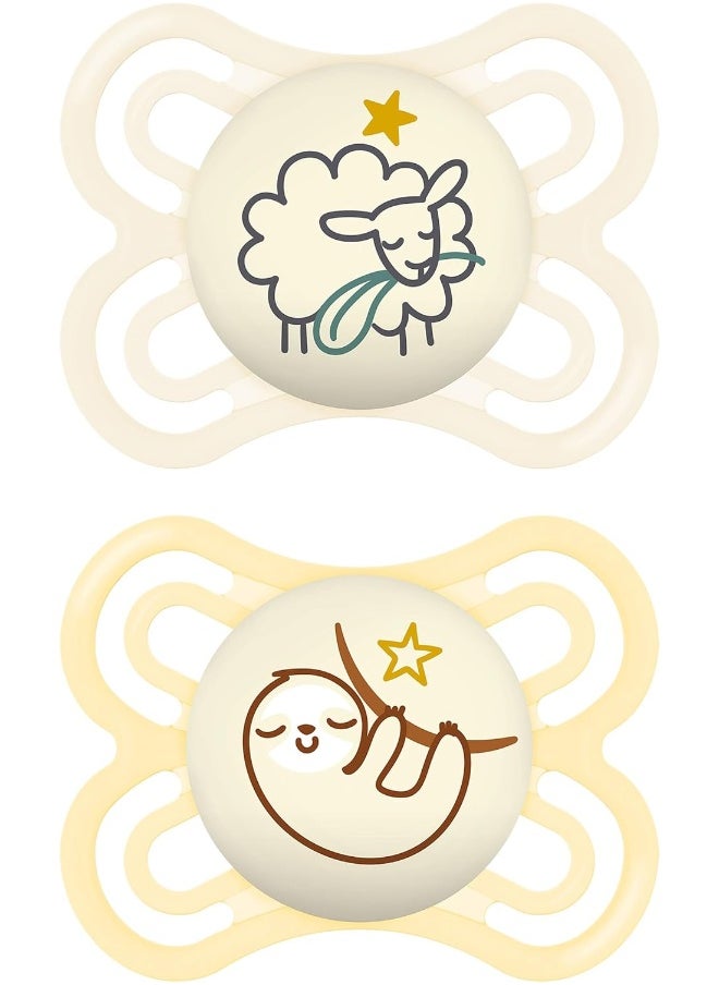 MAM MAM Perfect Night Baby Pacifier, Patented, Glows in the Dark, 2 Pack, 0-6 Months, Unisex  - Image 1