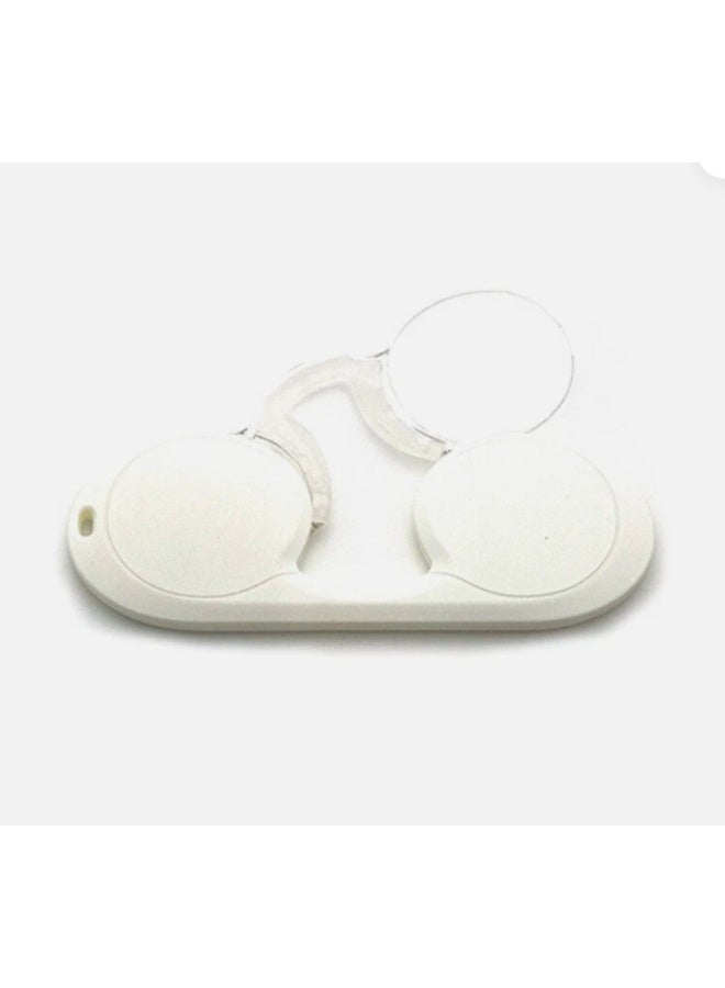FIND MY Reader Silicone Nose Clip Reading Glass Mini Foam Glasses | Portable Reading Glasses For Men and Women (White, 2.5, x)