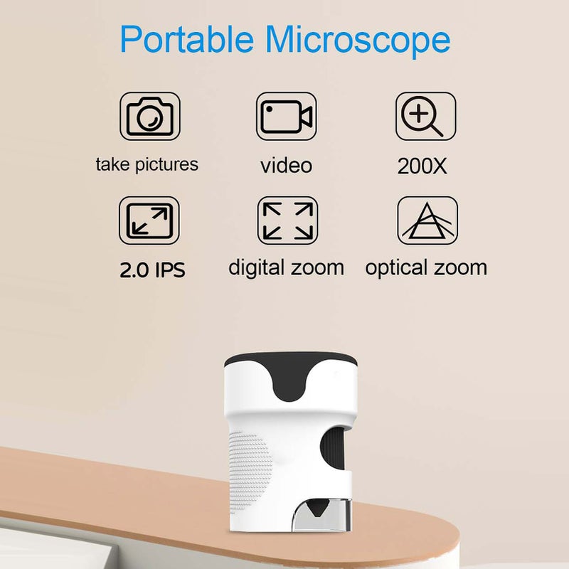 Pocket Microscope for Kids Portable Single Lens Microscope 2.0'' IPS Screen 200 Times Magnification Support Photo and Video Record Toy Binoculars PSTEM Educational Toys Indoor and Outdoor Christmas - Image 5