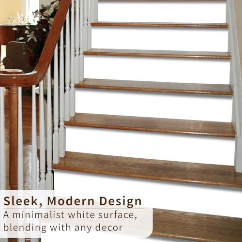 funlife 10 Strips 47.24"x7.08" Peel and Stick Stair Risers Stickers, Self Adhesive Vinyl Stair Stickers Decals, Staircase Murals Decor for Steps, Pure White - Image 5