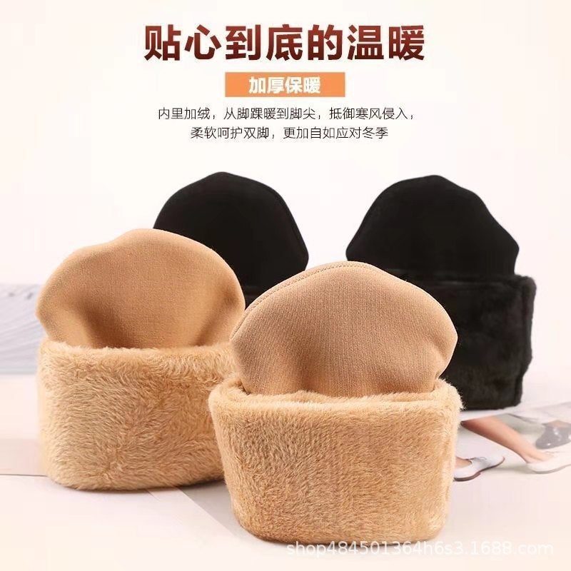 جوارب الثلج الشتوية بنقوش ملونة ولون موحد خفيفة للرجال والنساء مع بطانة مخملية دافئة وجوارب قمرية عادية - Image 4