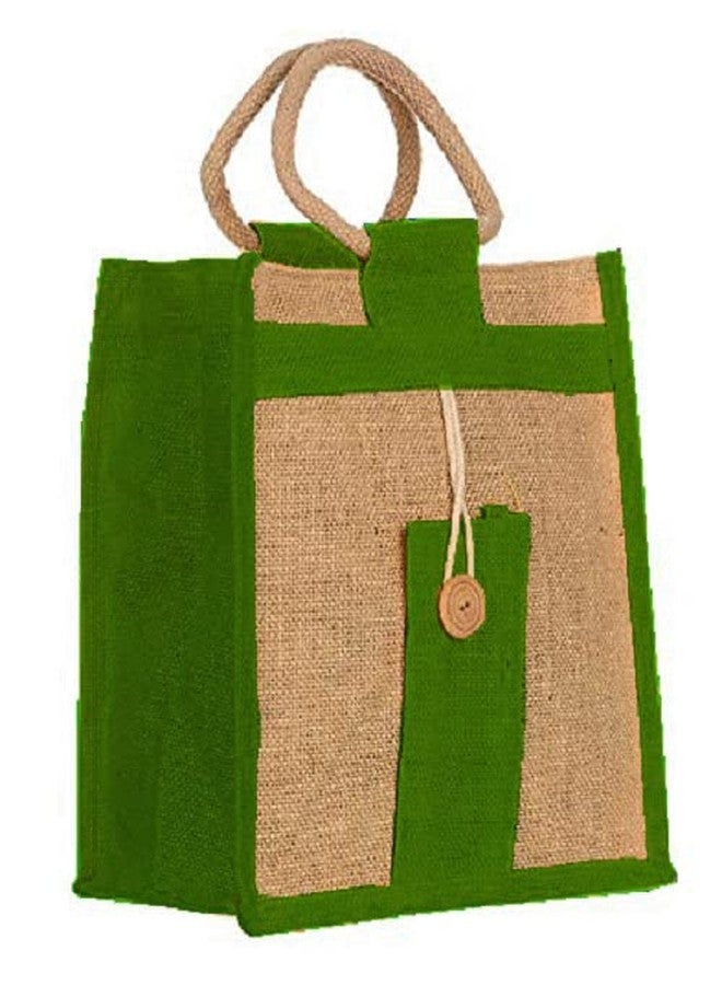 Handmakers ! Green & Beige Jute Handbags | Gift Bag | Fashion Bags (Set of Two) - Image 3