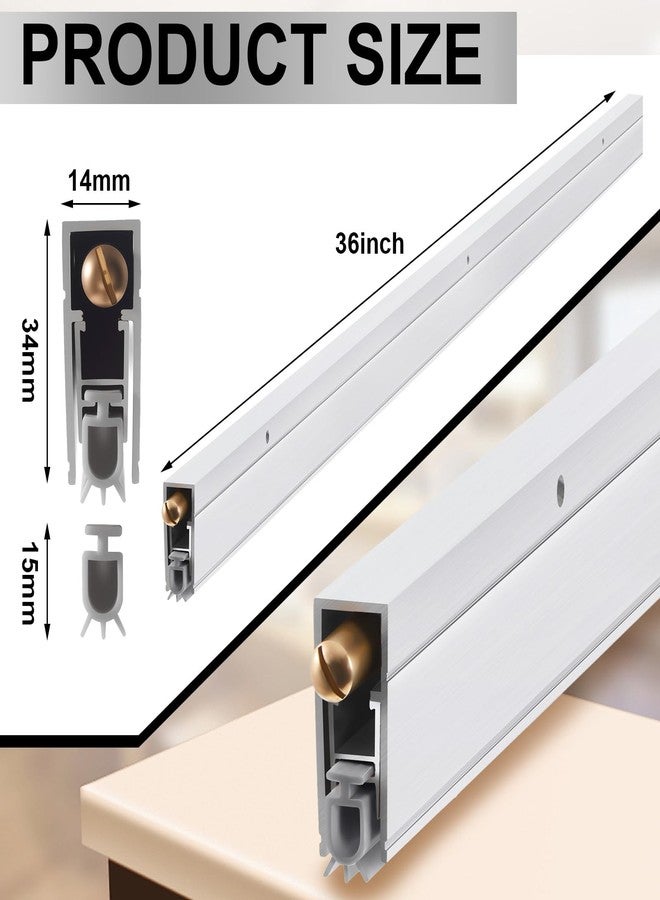 Yaocom 36" Aluminum Automatic Door Sweep Auto Door Bottom Seal Insert Sweep Stoppers for Bottom, 11/20" W x 36" L x 1-3/8" H - Image 2