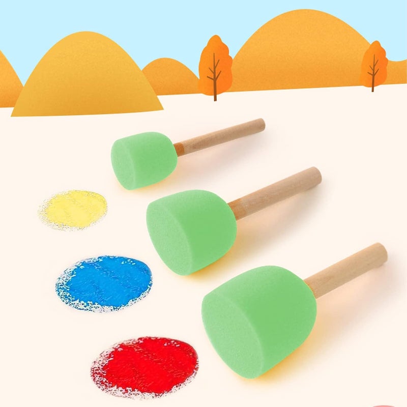 WAFJAMF 20 Pcs Assorted Size Round Sponges Brush Set, 4 Size DIY Paint Tools – Green - Image 5
