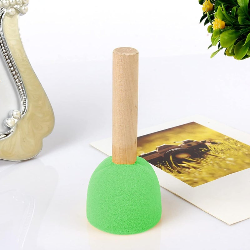 WAFJAMF 20 Pcs Assorted Size Round Sponges Brush Set, 4 Size DIY Paint Tools – Green - Image 4