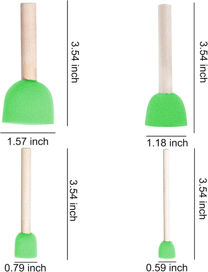 WAFJAMF 20 Pcs Assorted Size Round Sponges Brush Set, 4 Size DIY Paint Tools – Green - Image 2