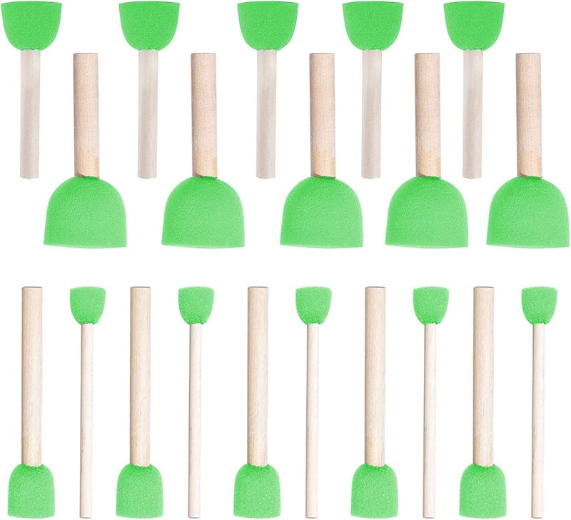 WAFJAMF 20 Pcs Assorted Size Round Sponges Brush Set, 4 Size DIY Paint Tools – Green - Image 1