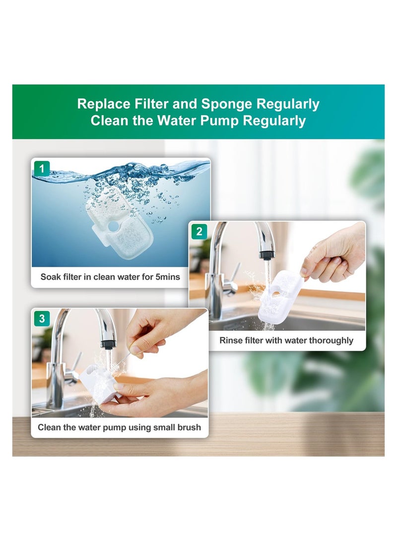 Cat Water Fountain Filter, 4 Pack Replacement Filters for Dockstream 2.5L/84oz Cat Fountain PLWF005/PLWF115, Triple Filtration System Replacement Filters for Ultra Quiet Pet Water Fountain  - Image 5