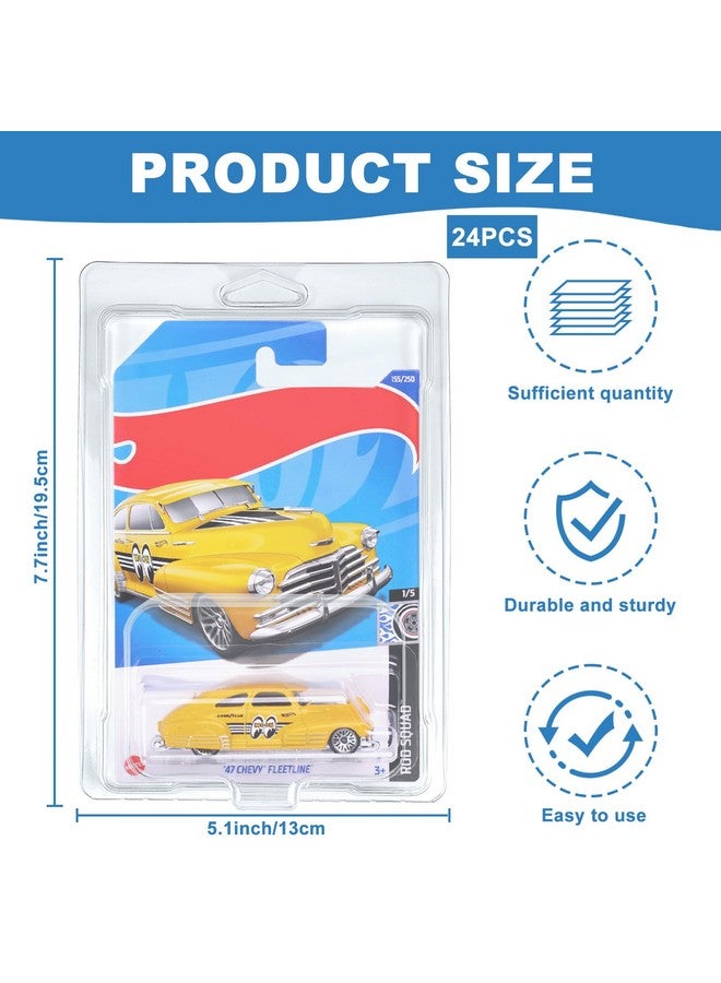 Hlimior 24 Pcs Clear Protector Cases Model Car Clamshell Cases Display Case Clear Protective Packs Car Blister Pack Covers Compatible with Hot-Wheels for Storage, 7.5 x 5 x 2 Inch - Image 2