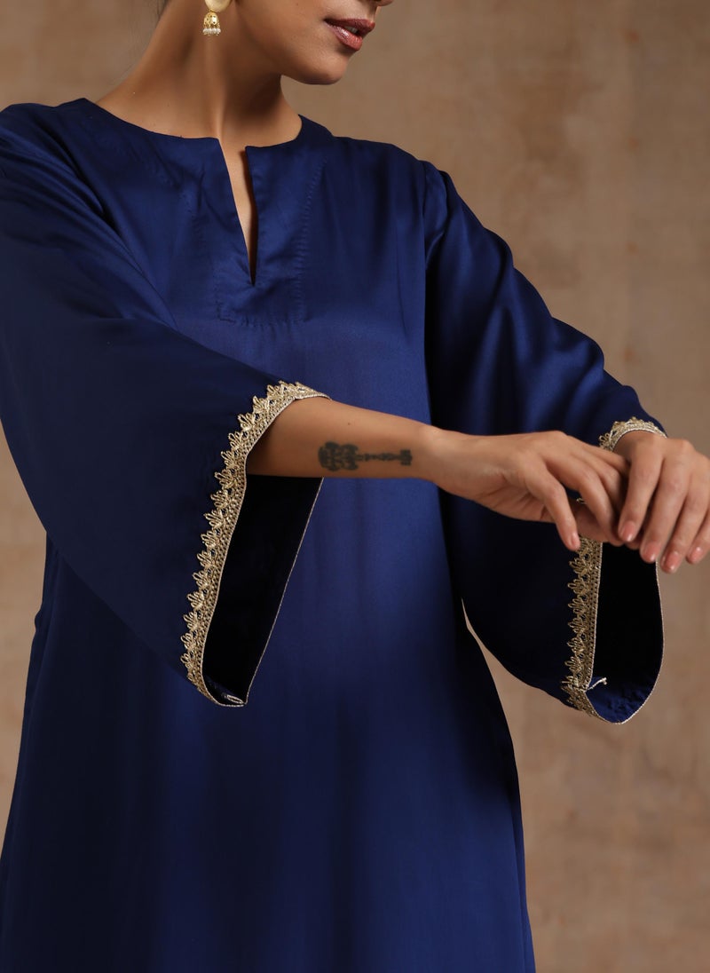 trueBrowns Midnight Blue Relax Kurta Set - Image 5