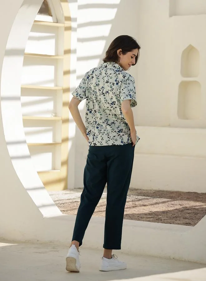 sanskrutihomes sanskrutihomes Printed Collared Top with Trousers Co-Ords