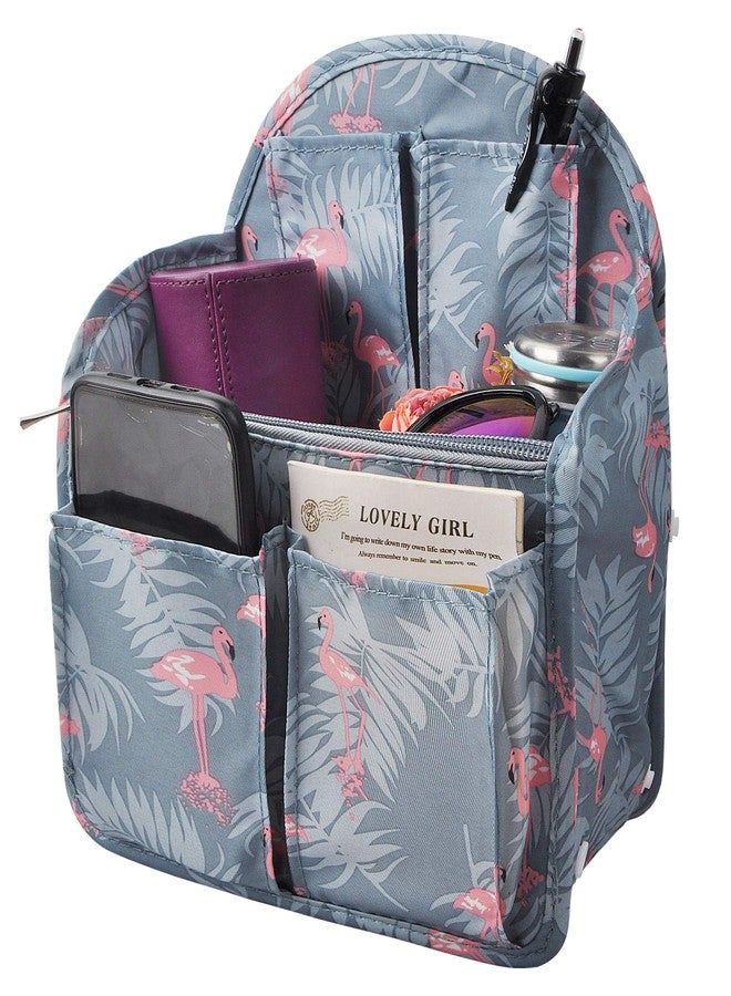 Vercord Backpack Organizer Insert Liner Hanging Travel Bag in Bag with Many Pockets Blue Flamingo Large - Image 1
