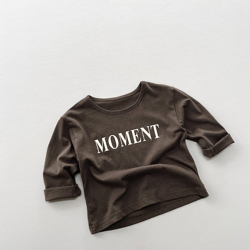 Children'S T-Shirt New Boys And Girls All-Match Korean Cotton Long-Sleeved T-Shirt Children'S Baby Letter Printing - Image 1