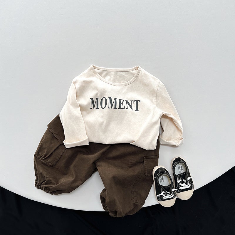 Children'S T-Shirt New Boys And Girls All-Match Korean Cotton Long-Sleeved T-Shirt Children'S Baby Letter Printing - Image 4