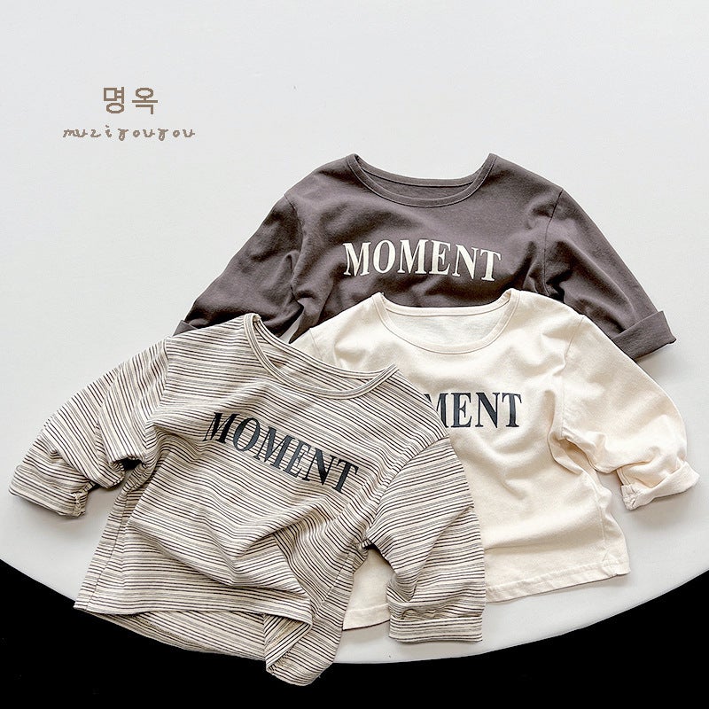 Children'S T-Shirt New Boys And Girls All-Match Korean Cotton Long-Sleeved T-Shirt Children'S Baby Letter Printing - Image 2