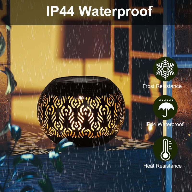 pearlstar Solar Table Light Outdoor Waterproof- Solar Powered LED Lamp Hollowed-Out Black Peacock Feather Metal Desktop Decorative Lantern for Indoor Desk Bedroom Patio Garden Pathway Yard - Image 4