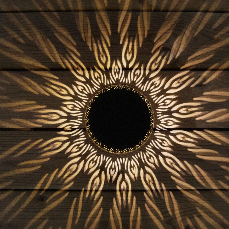 pearlstar Solar Table Light Outdoor Waterproof- Solar Powered LED Lamp Hollowed-Out Black Peacock Feather Metal Desktop Decorative Lantern for Indoor Desk Bedroom Patio Garden Pathway Yard - Image 5