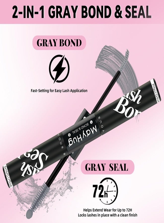 Mayhug Gray Lash Bond and Seal Kit with Lash Glue Remover and Tweezers Long-Lasting, Waterproof For DIY Eyelash Extension At Home Use Beginners Friendly Kit 4-in-1 - Image 3