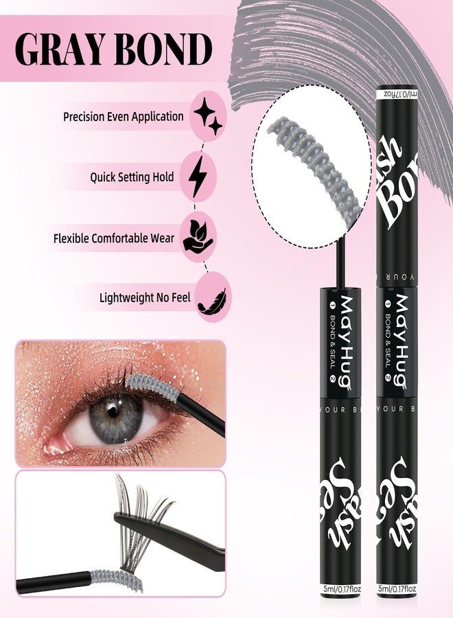 Mayhug Gray Lash Bond and Seal Kit with Lash Glue Remover and Tweezers Long-Lasting, Waterproof For DIY Eyelash Extension At Home Use Beginners Friendly Kit 4-in-1 - Image 4
