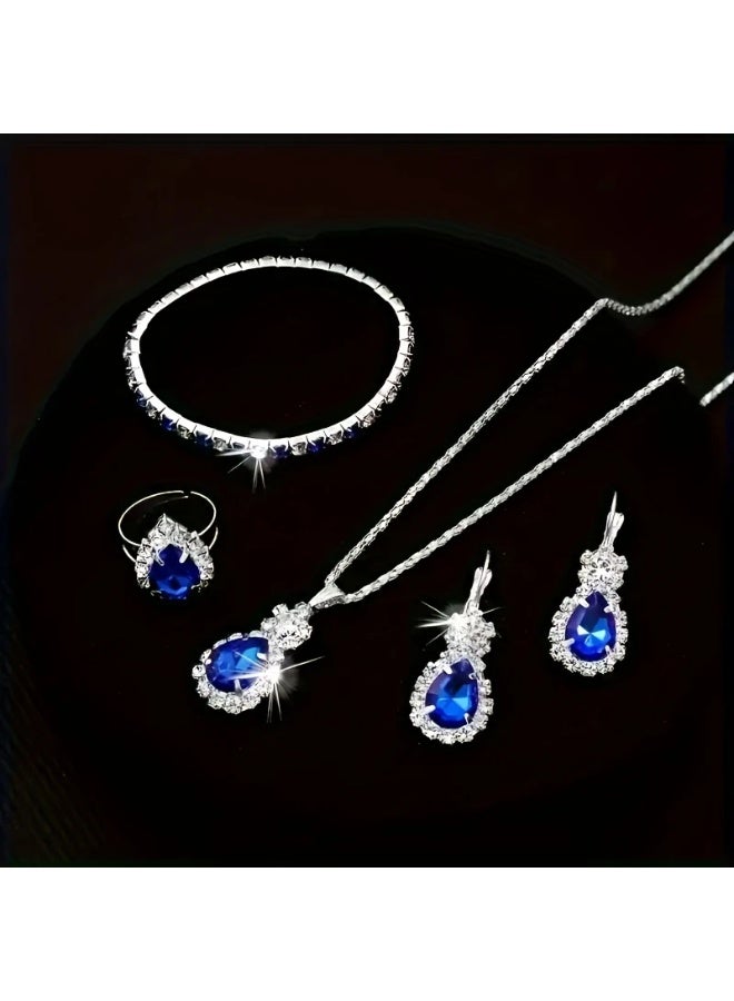 Goolsky 5pcs Elegant Women's Fashion Jewelry Set with Glass Accents - Alloy Material, Suitable for Casual Wear and Special Occasions - Image 2