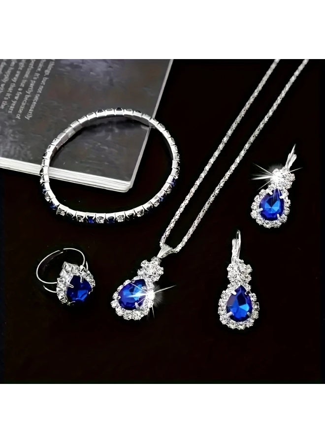 Goolsky 5pcs Elegant Women's Fashion Jewelry Set with Glass Accents - Alloy Material, Suitable for Casual Wear and Special Occasions - Image 4