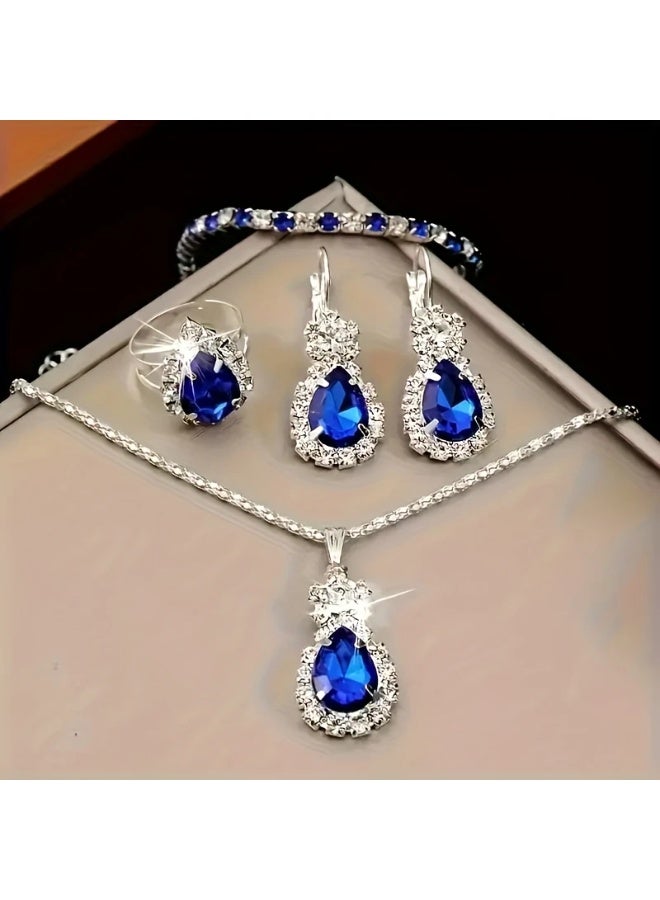 Goolsky 5pcs Elegant Women's Fashion Jewelry Set with Glass Accents - Alloy Material, Suitable for Casual Wear and Special Occasions - Image 5