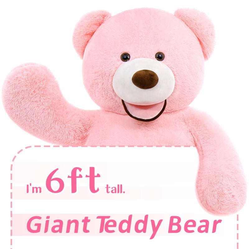 MaoGoLan Giant Pink Teddy - 6ft Stuffed Animal, Smiling Face, Large Plush - Life Size Gift for Valentines Day, Anniversary, Birthday - Image 5
