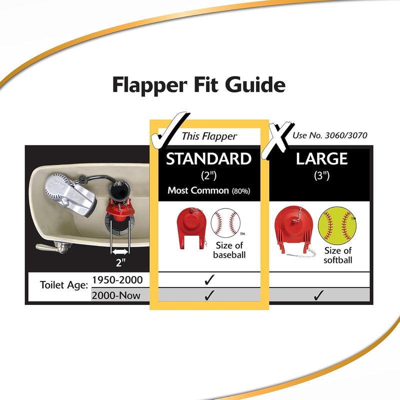 Korky Korky 818BP QuietFILL Universal Toilet Fill Valve and Premium Flapper Easy to Install and QuietMade in USA 2 Inch Black  - Image 5