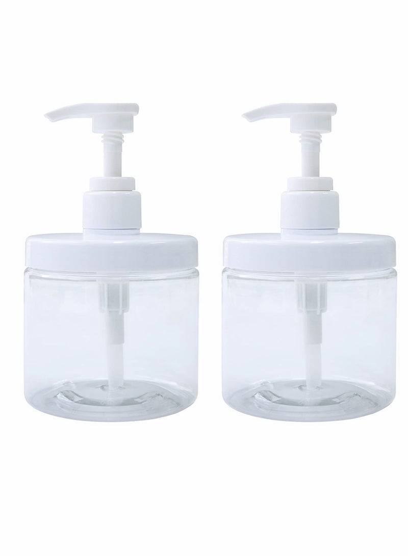 Excefore Plastic Pump Bottles, 2 Pcs  Refillable Pump Bottle Dispenser, 500ml/17oz Hand Gel Dispenser - Image 1