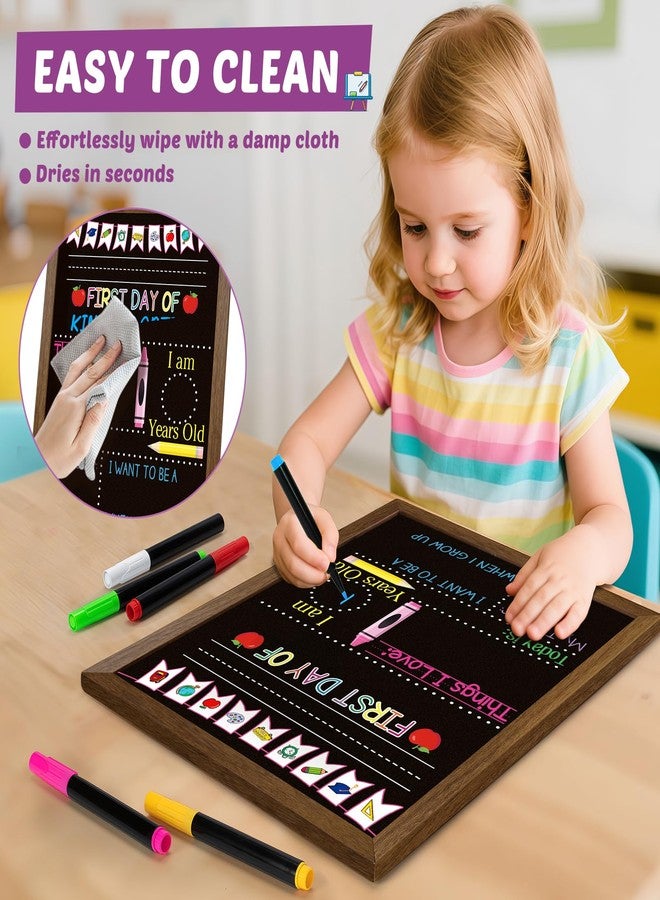 Hodurgyi First and Last Day of School Board Sign, 14×11 Inch Double-Sided Chalkboard with 6 Colorful Markers, 1st day of kindergarten Sign, Reusable Preschool Board, Back to School Kindergarten Supplies - Image 3