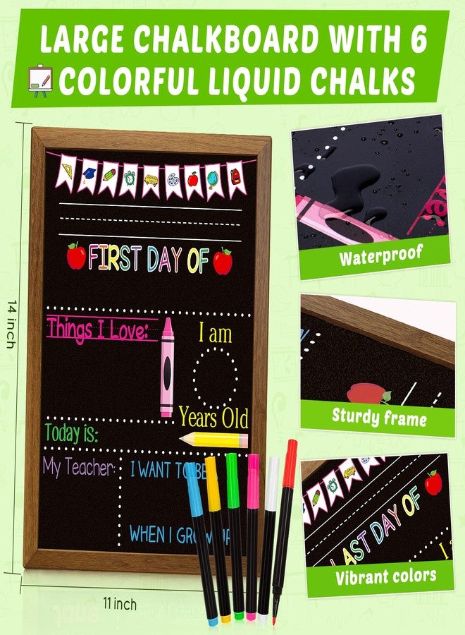 Hodurgyi First and Last Day of School Board Sign, 14×11 Inch Double-Sided Chalkboard with 6 Colorful Markers, 1st day of kindergarten Sign, Reusable Preschool Board, Back to School Kindergarten Supplies - Image 4