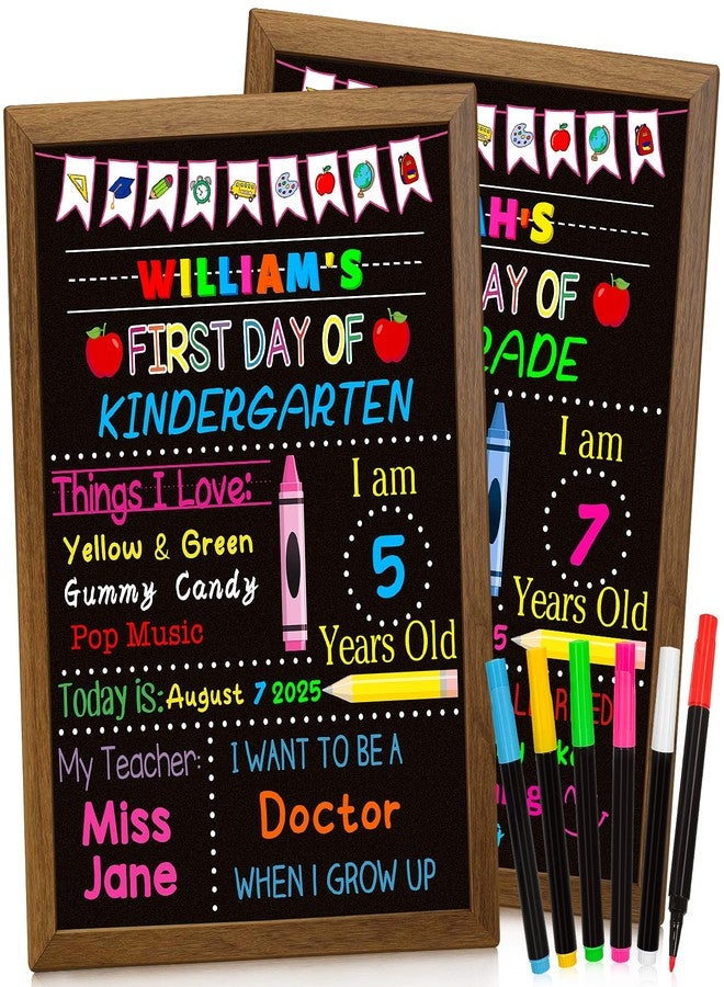 Hodurgyi First and Last Day of School Board Sign, 14×11 Inch Double-Sided Chalkboard with 6 Colorful Markers, 1st day of kindergarten Sign, Reusable Preschool Board, Back to School Kindergarten Supplies - Image 1
