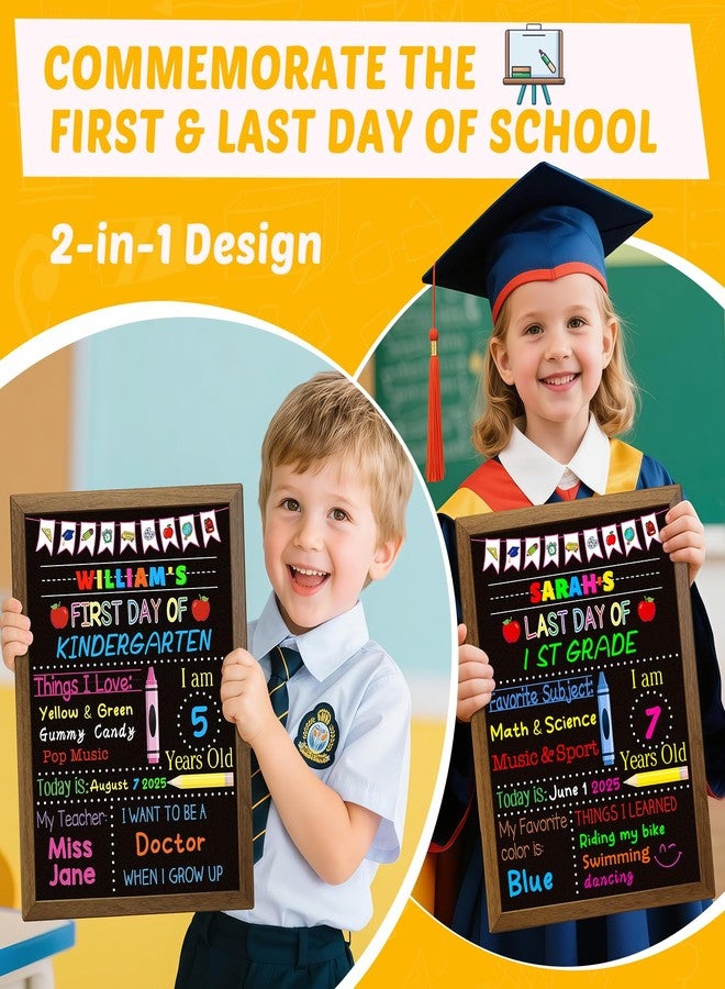 Hodurgyi First and Last Day of School Board Sign, 14×11 Inch Double-Sided Chalkboard with 6 Colorful Markers, 1st day of kindergarten Sign, Reusable Preschool Board, Back to School Kindergarten Supplies - Image 2