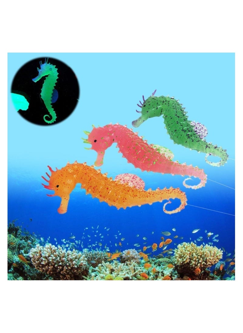 Generic 3Pcs Aquarium Ornament Glowing Floating Effect Artificial Sea Horse for Fish Tank Decoration  - Image 1