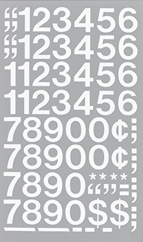 Chartpak أرقام فينيل ذاتية اللصق من تشارتباك، ارتفاع 1 بوصة، بيضاء، 44 في العبوة (01136) - Image 2