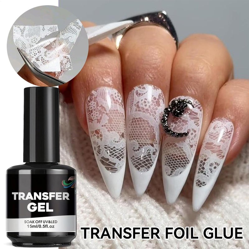 Nail Transfer Gel | 15ml Strong Adhesive Nail Stickers | Gel Transfer Foil for Beauty and Personal Care Women Beginners Home Salon DIY Manicure - Image 4