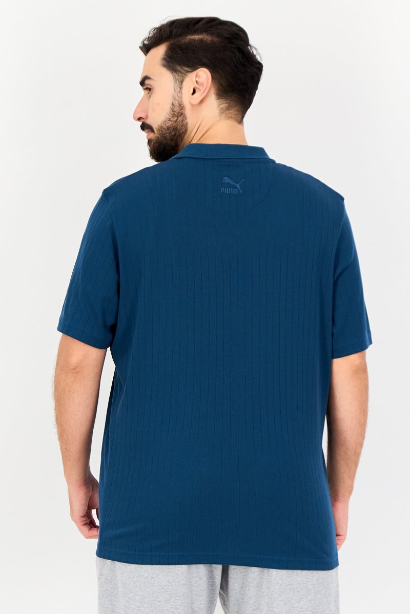 Puma x One8 Men Sportswear Fit Short Sleeves Outdoor Polo Shirt, Dark Teal Blue - Image 3