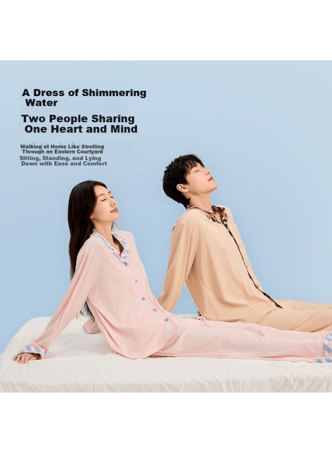 Grace National Color Series Water Glow Cotton Soft Moisturizing Couple Pajamas Premium Men And Women Sleepwear Homewear Set Festival - Image 4