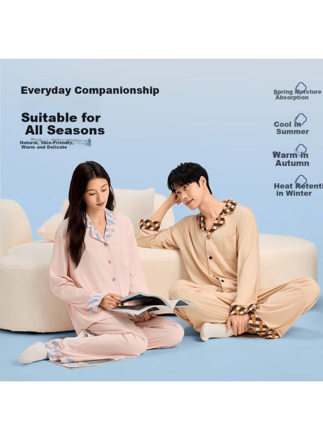 Grace National Color Series Water Glow Cotton Soft Moisturizing Couple Pajamas Premium Men And Women Sleepwear Homewear Set Festival - Image 5