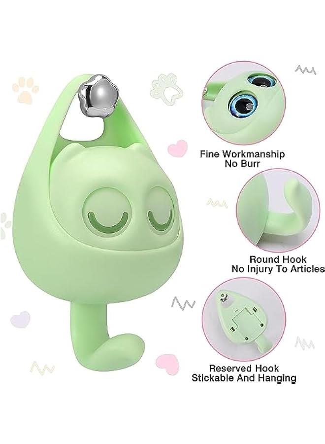 Cute Cat Wink Hooks, Adhesive Creative Hooks, Decorative for Kid's Room Entryway Office, for Key Purse Robe Bag Towel (Pink+Purple+Yellow+Green)  - Image 2
