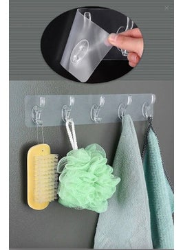 Afili Home Transparent 5-Piece Self-Adhesive Wall Hanger - Bathroom, Kitchen Organizer Hanger - Practical Hanger  - Image 1