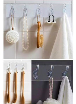 Afili Home Transparent 5-Piece Self-Adhesive Wall Hanger - Bathroom, Kitchen Organizer Hanger - Practical Hanger  - Image 3