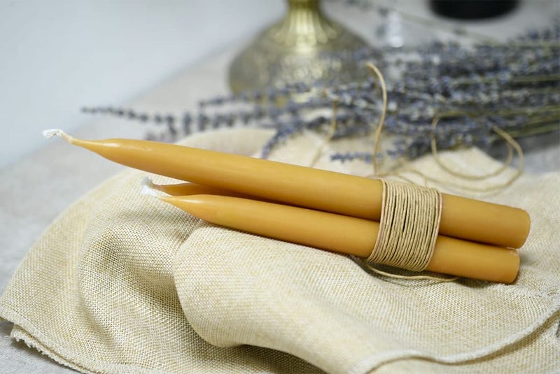 DEYBBY Natural Beeswax Taper Candles  DEYBBY Long Burning Handmade 10"" Tapered Candlesticks  9Hrs Burn Time  Smokeless and Dripless  2 Pack  - Image 4