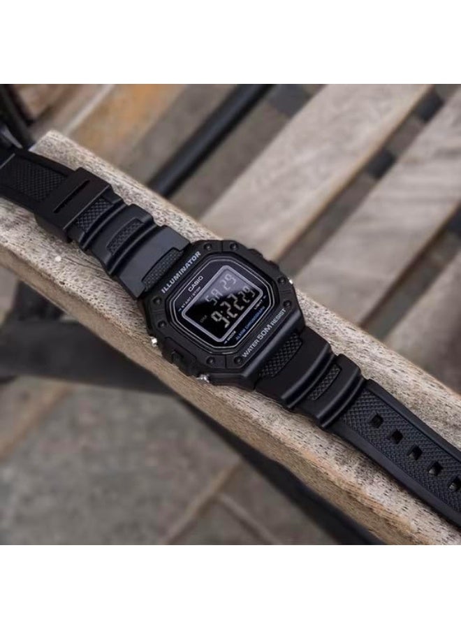 كاسيو ساعة كاسيو للرجال - W-218H-1BVDF مينا أسود وسوار أسود - Image 2