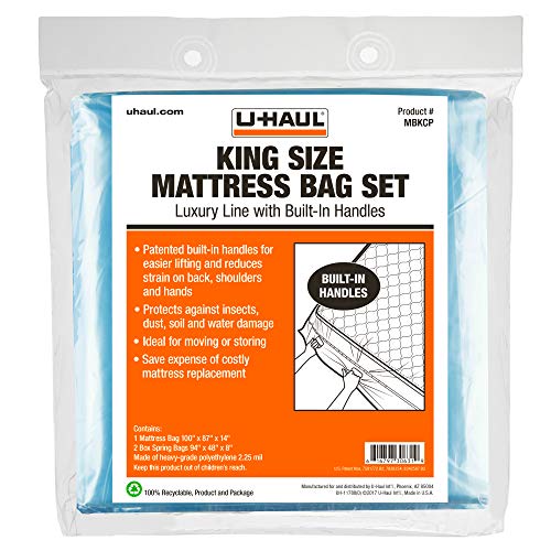 U-Haul UHaul Deluxe King Mattress and Box Spring Bag Set  Moving and Storage Protection Cover  225 Mil  Includes 1 Mattress Bag 2 Box Spring Bags 