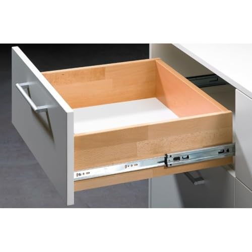 Hettich Telescopic Ball Bearing Channel KA 5632/250mm | Zinc Finish, Normal Closing | Drawer Channel for Home, Kitchen & Wardrobe | Load Capacity 45 kg | Full Extension (Galvanised Steel, Pack of 2) - Image 1